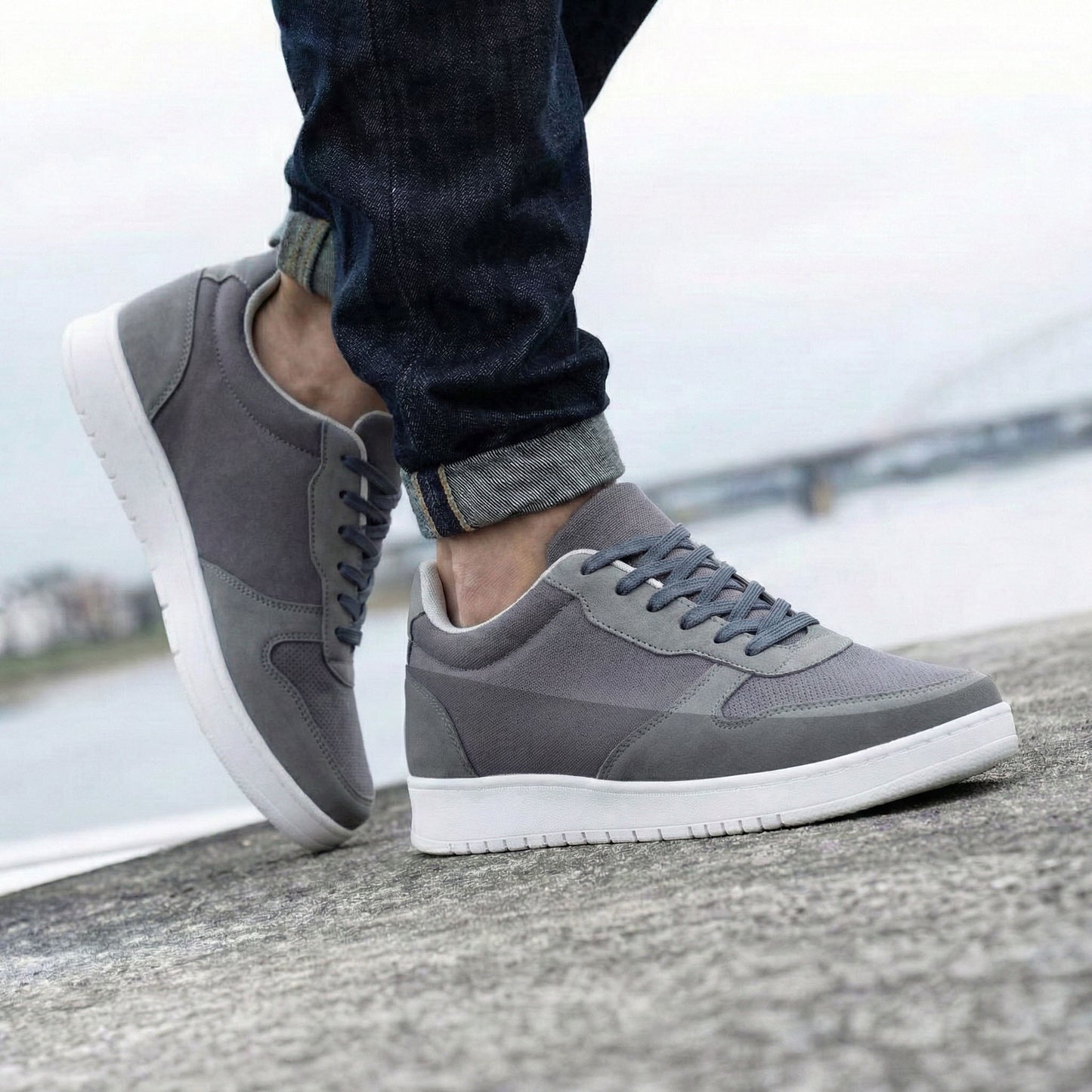 Men's 3-Inch Height Increase Sneakers with Hidden Heels