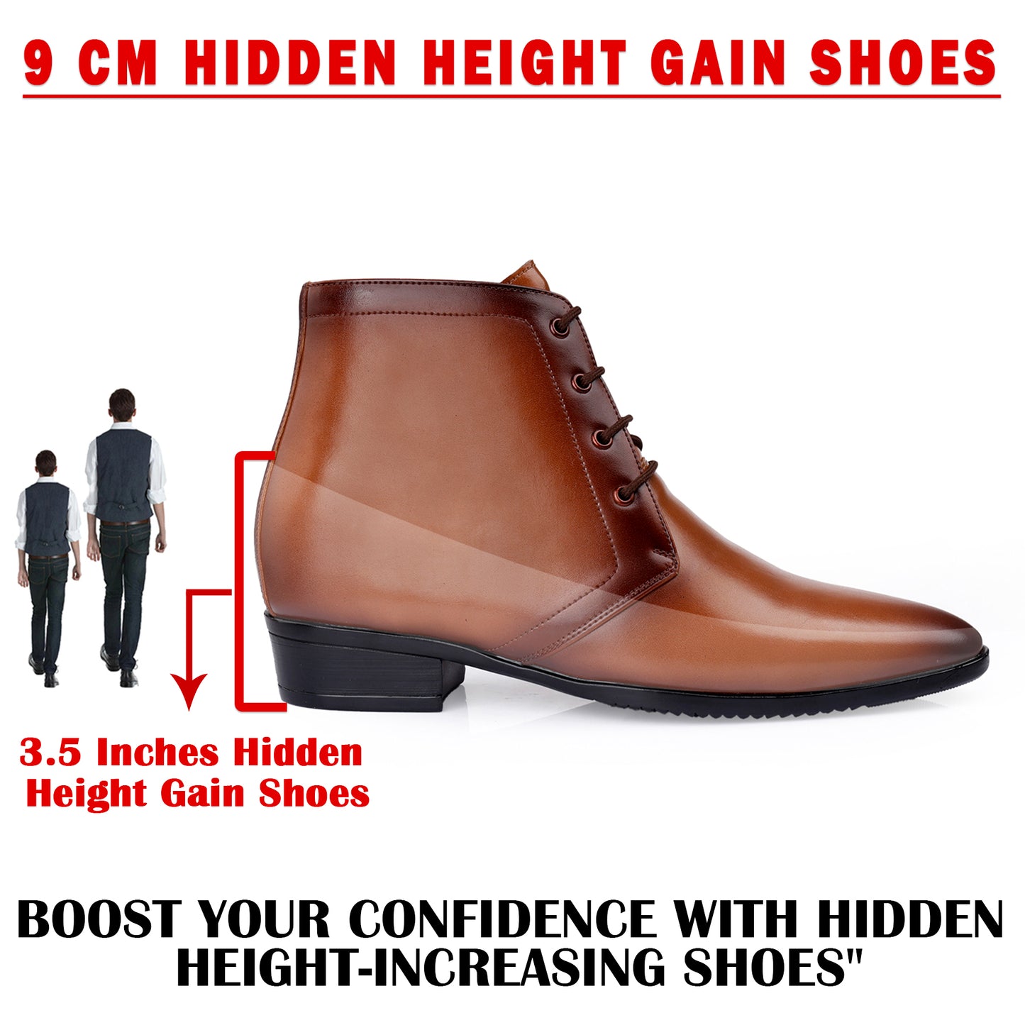 Elegant Lace-Up Elevator Boots – 3.5 Inch Height Boost