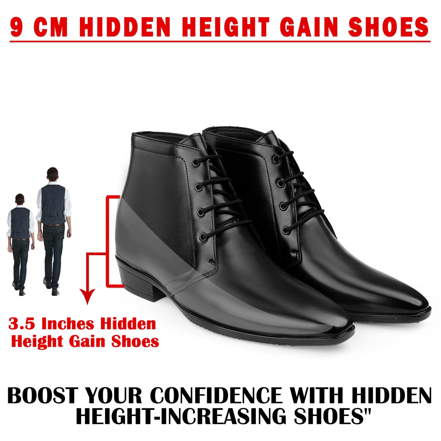 Elegant Lace-Up Elevator Boots – 3.5 Inch Height Boost