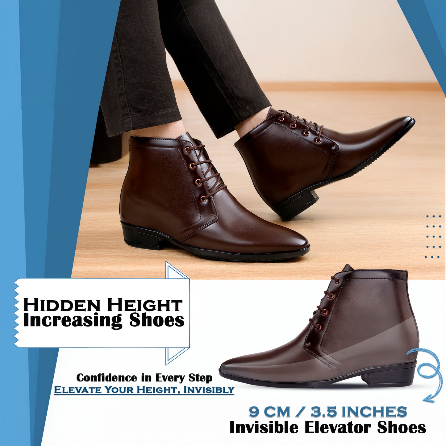 Elegant Lace-Up Elevator Boots – 3.5 Inch Height Boost