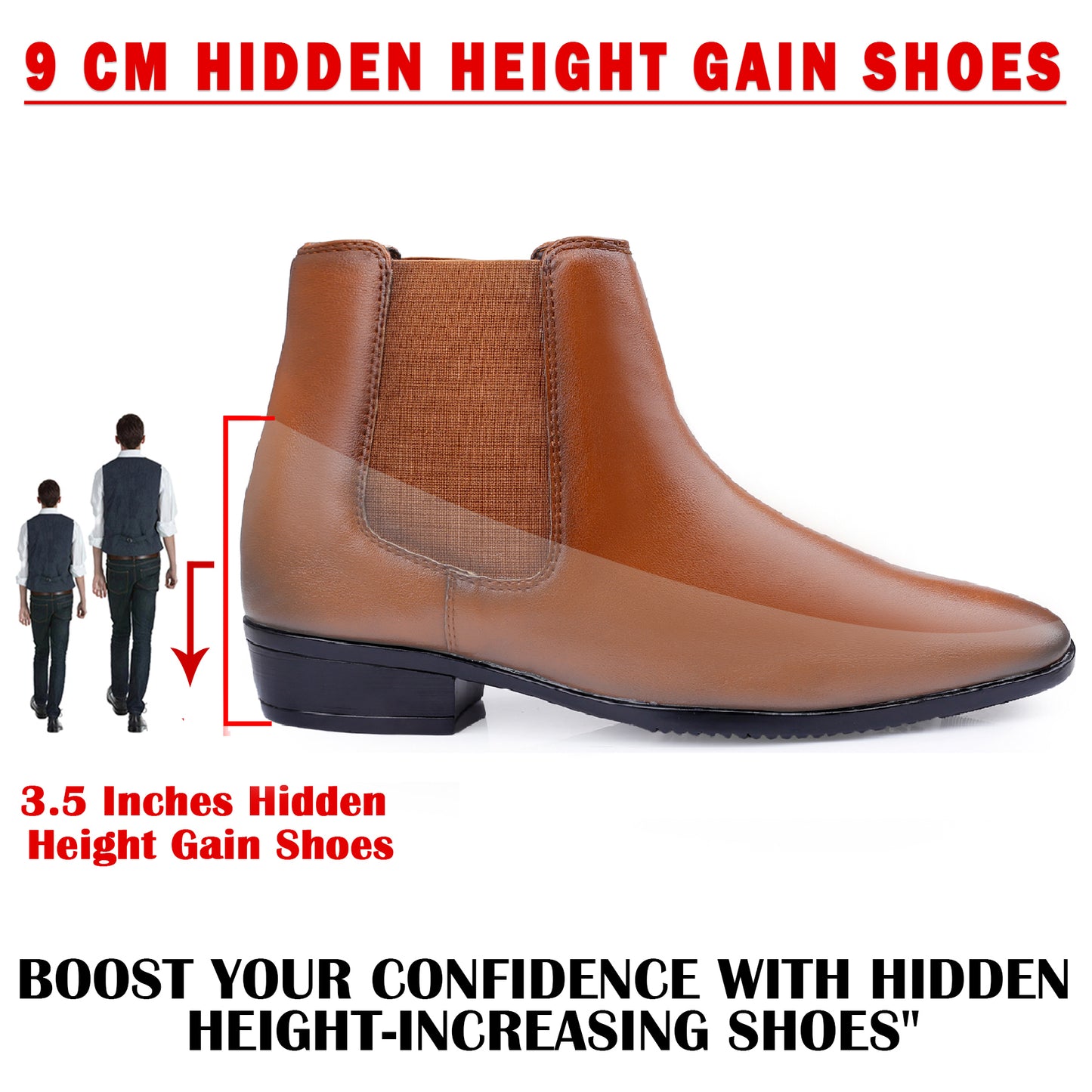 3.5 Inch (9CM) Height Boost- Chelsea Boots for Men