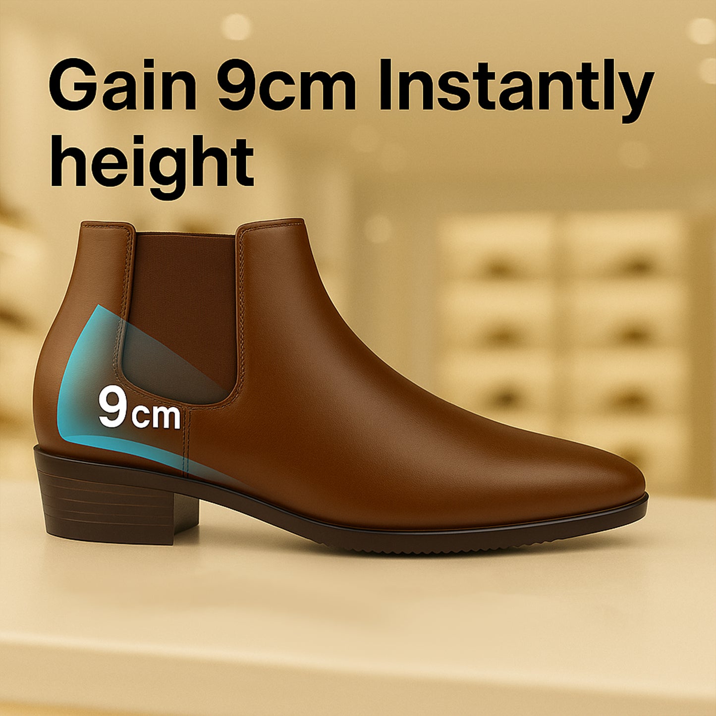 3.5 Inch (9CM) Height Boost- Chelsea Boots for Men