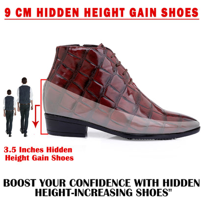 Men’s 3.5" Elevator Boots – Premium Glossy Black Formal Style