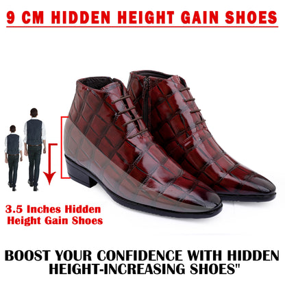 Men’s 3.5" Elevator Boots – Premium Glossy Black Formal Style