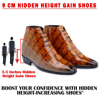 Men’s 3.5" Elevator Boots – Premium Glossy Black Formal Style