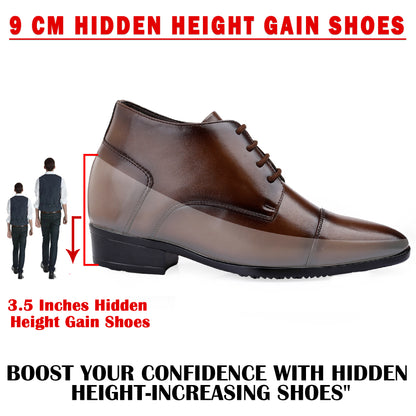 Men's 9cm Hidden Heel Height Increasing Shoes – Classic Formal Office Wear