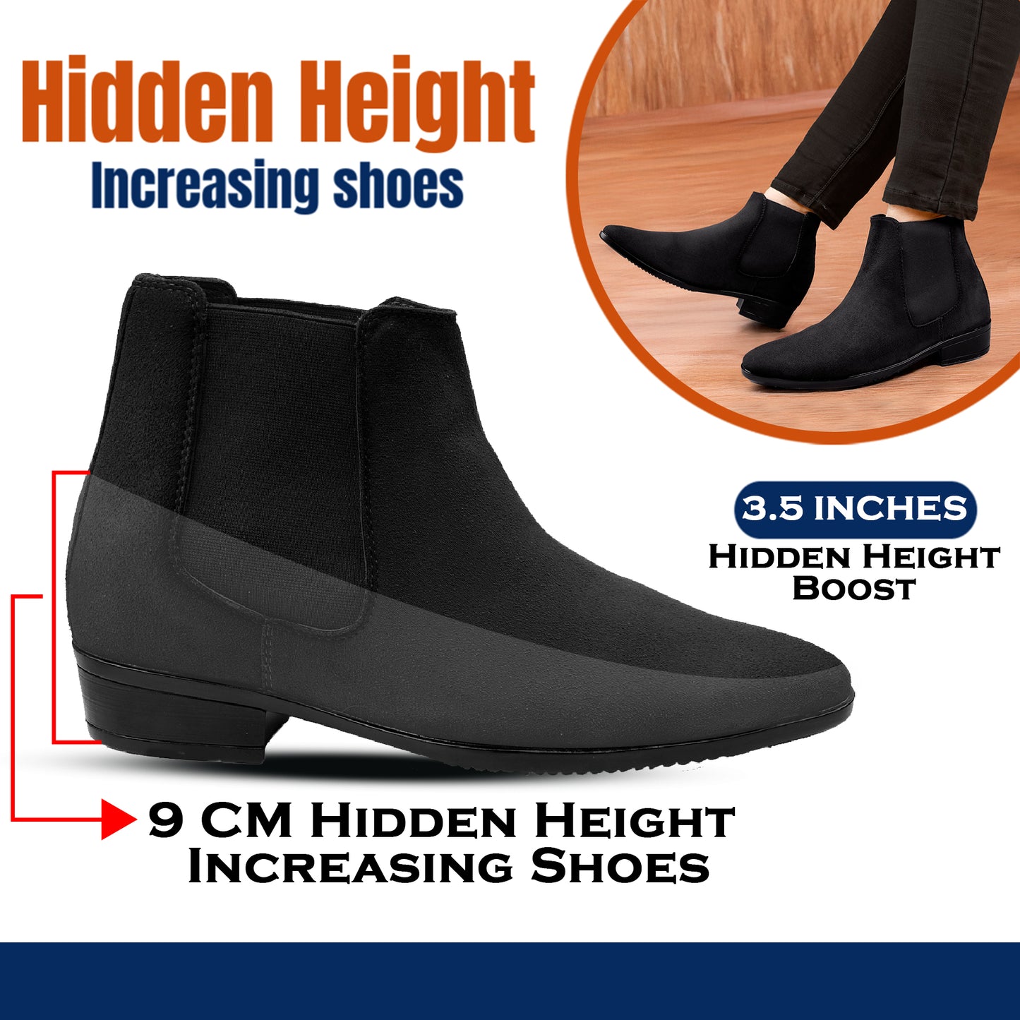 Men's 9CM Height Increasing Chelsea Boots