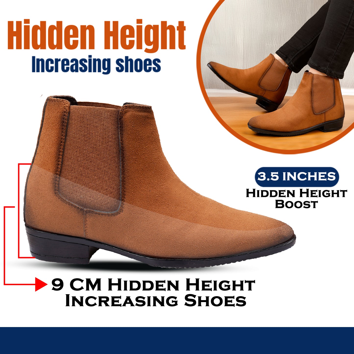 Men's 9CM Height Increasing Chelsea Boots