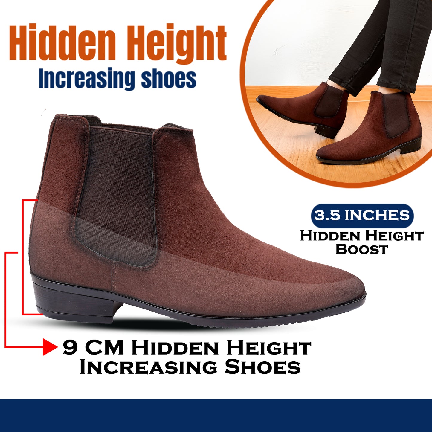 Men's 9CM Height Increasing Chelsea Boots