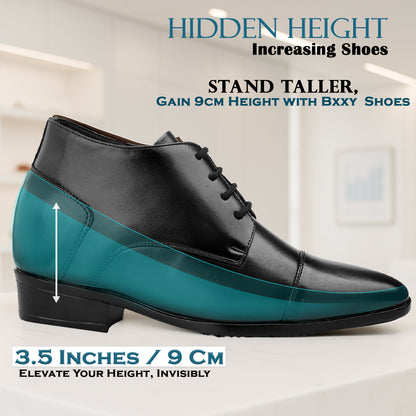 Men's 9cm Hidden Heel Height Increasing Shoes – Classic Formal Office Wear
