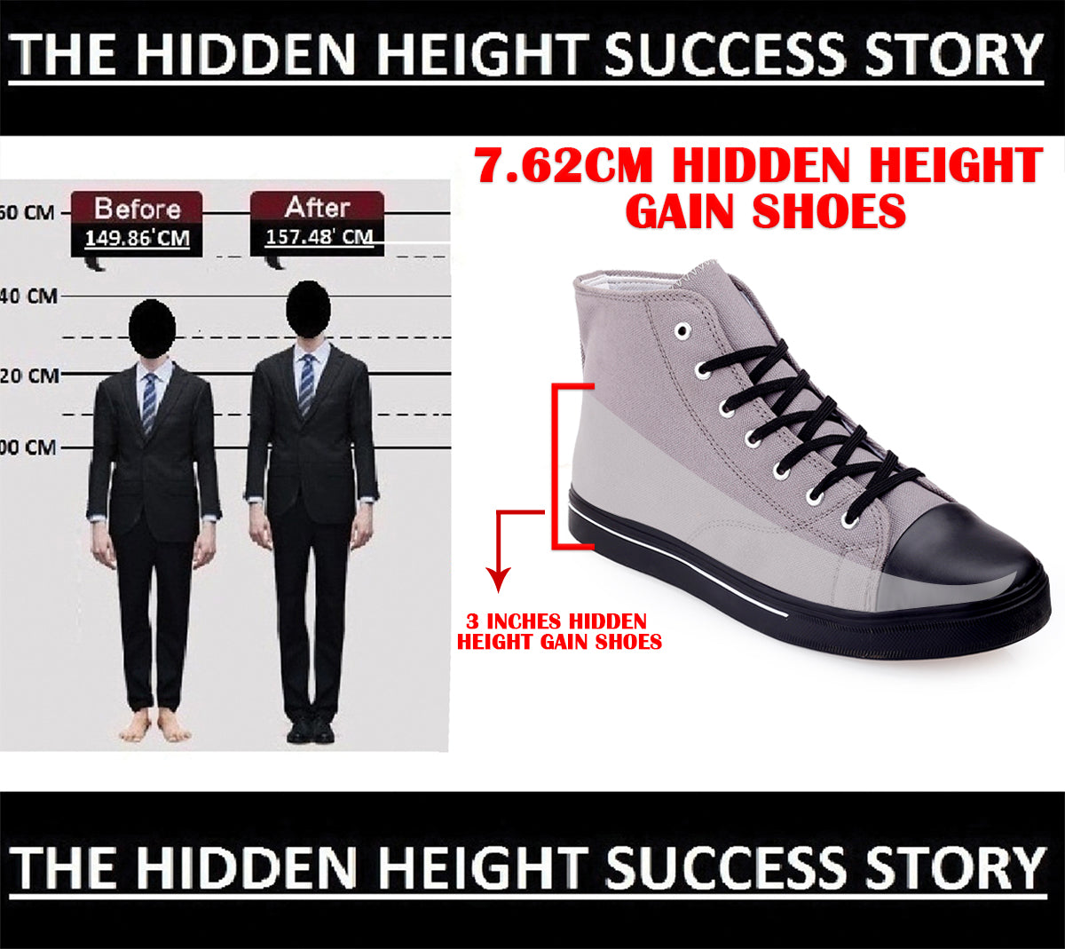 Men's 3 Inch Hidden Height Increasing Shoes