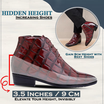 Men’s 3.5" Elevator Boots – Premium Glossy Black Formal Style