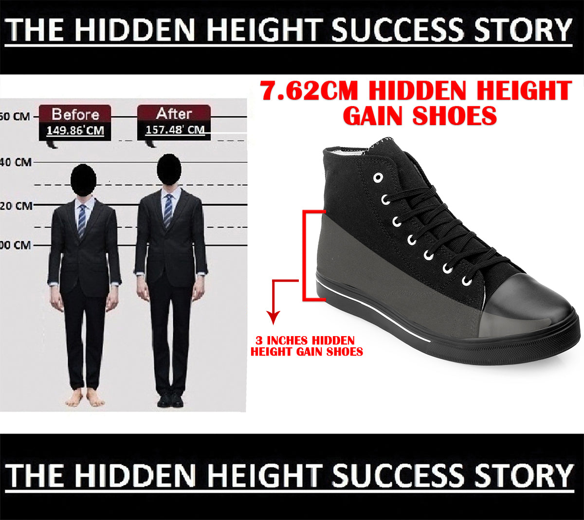 Men's 3 Inch Hidden Height Increasing Shoes