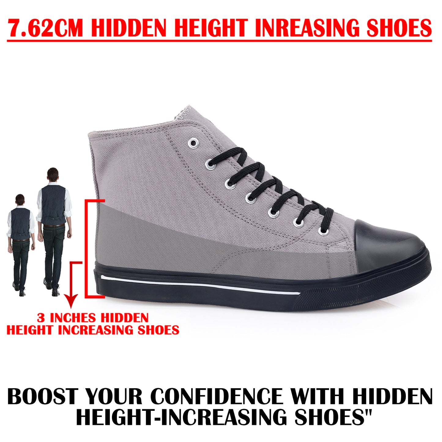 Men's 3 Inch Hidden Height Increasing Shoes