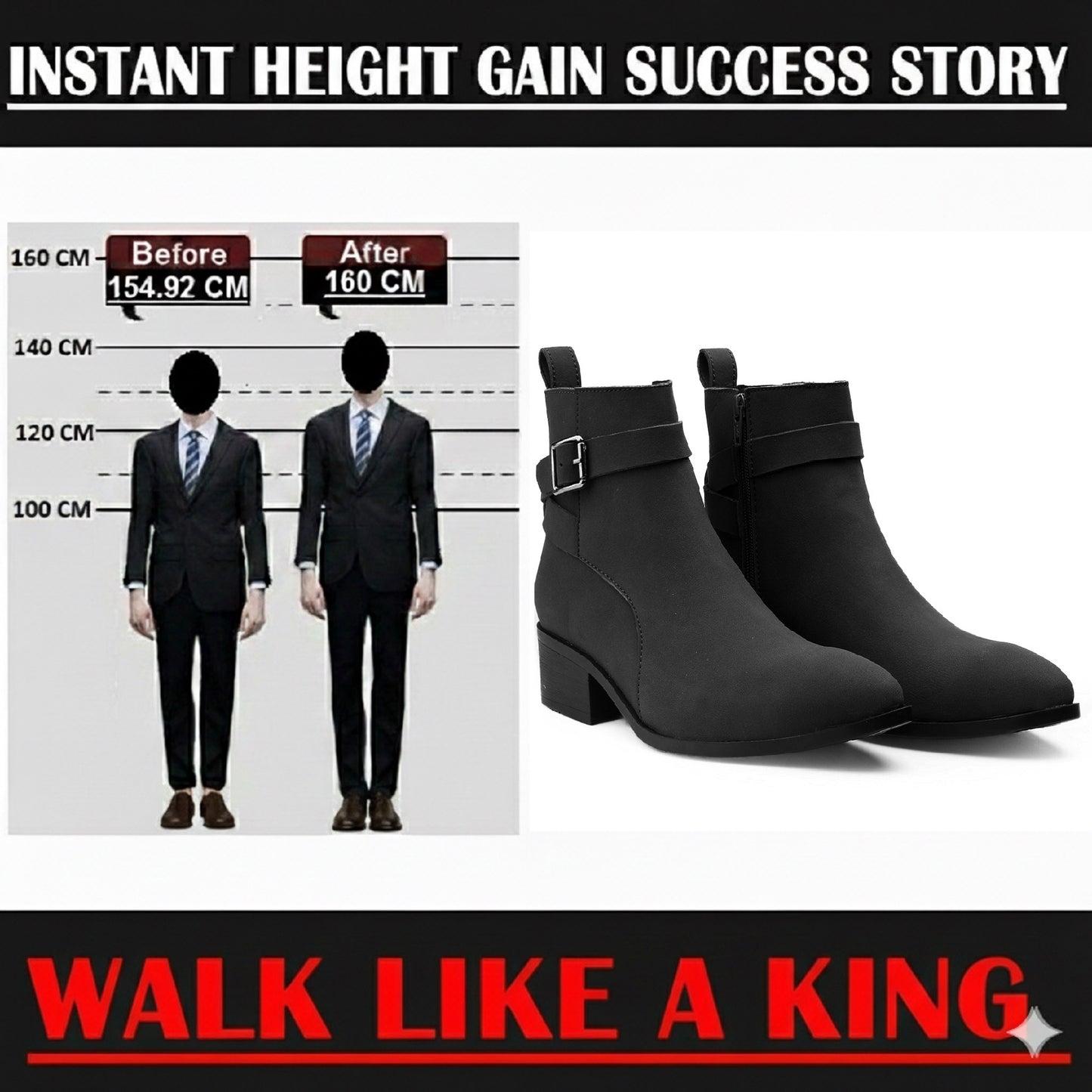 Men’s Elevator Boots with 4.5 cm Discreet Height Increase