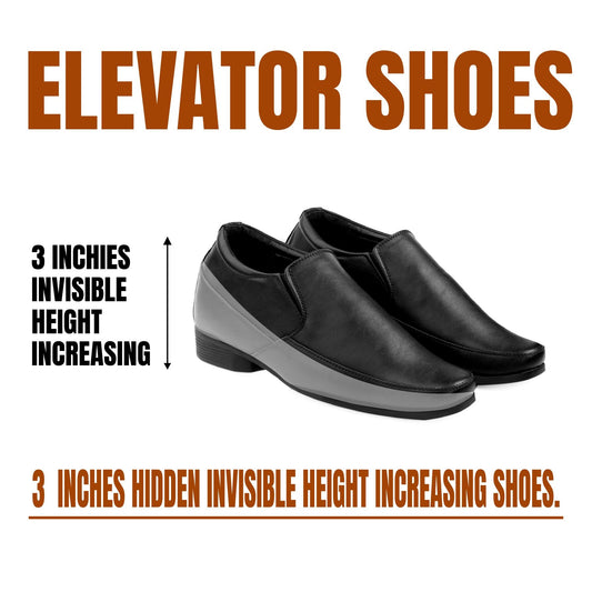 BXXY Men's Hidden Height Increasing Office Wear Formal Slip-on Shoes