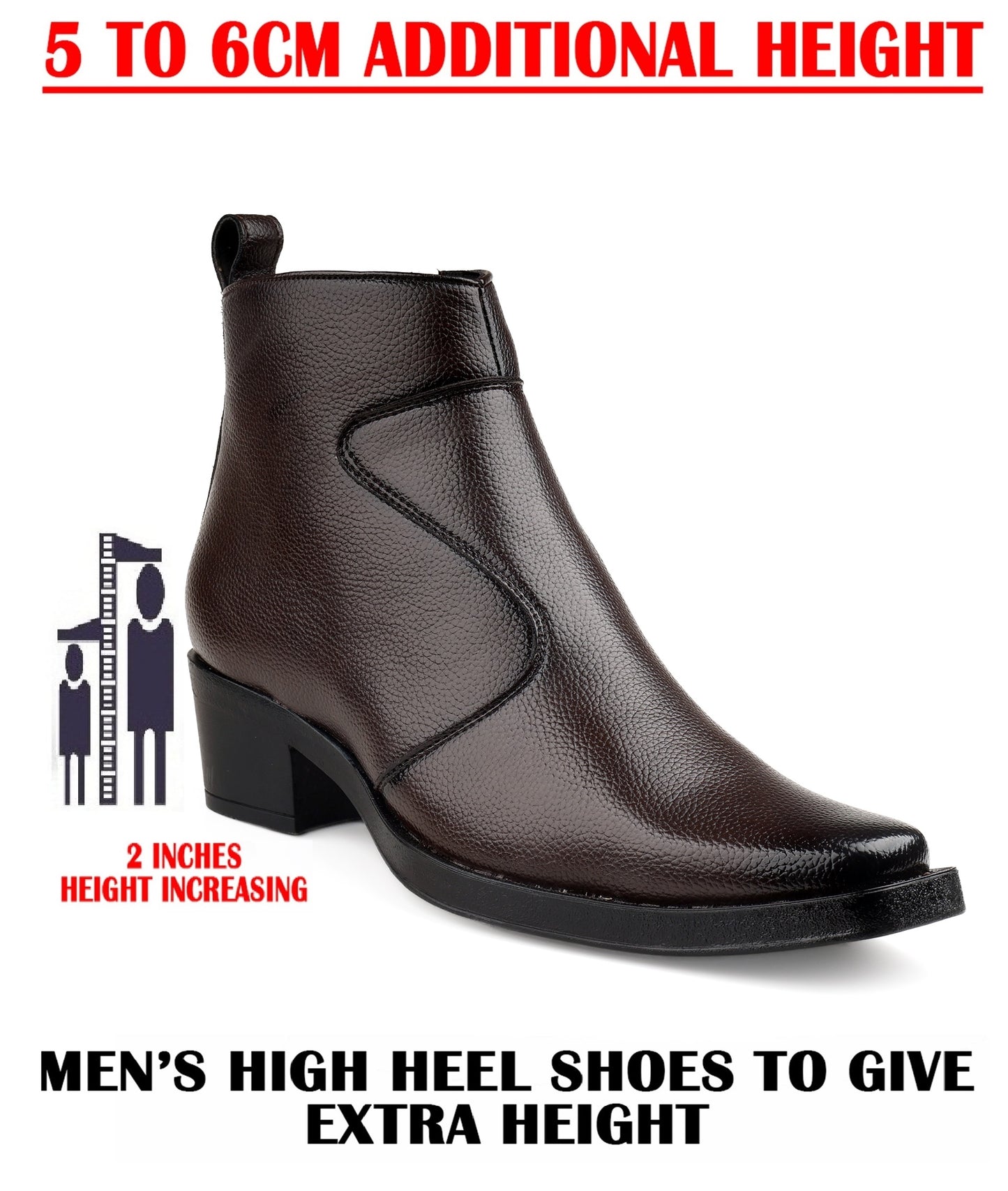 Men’s 2-Inch Hidden Heel Height Increasing Boots – Stylish & Comfortable