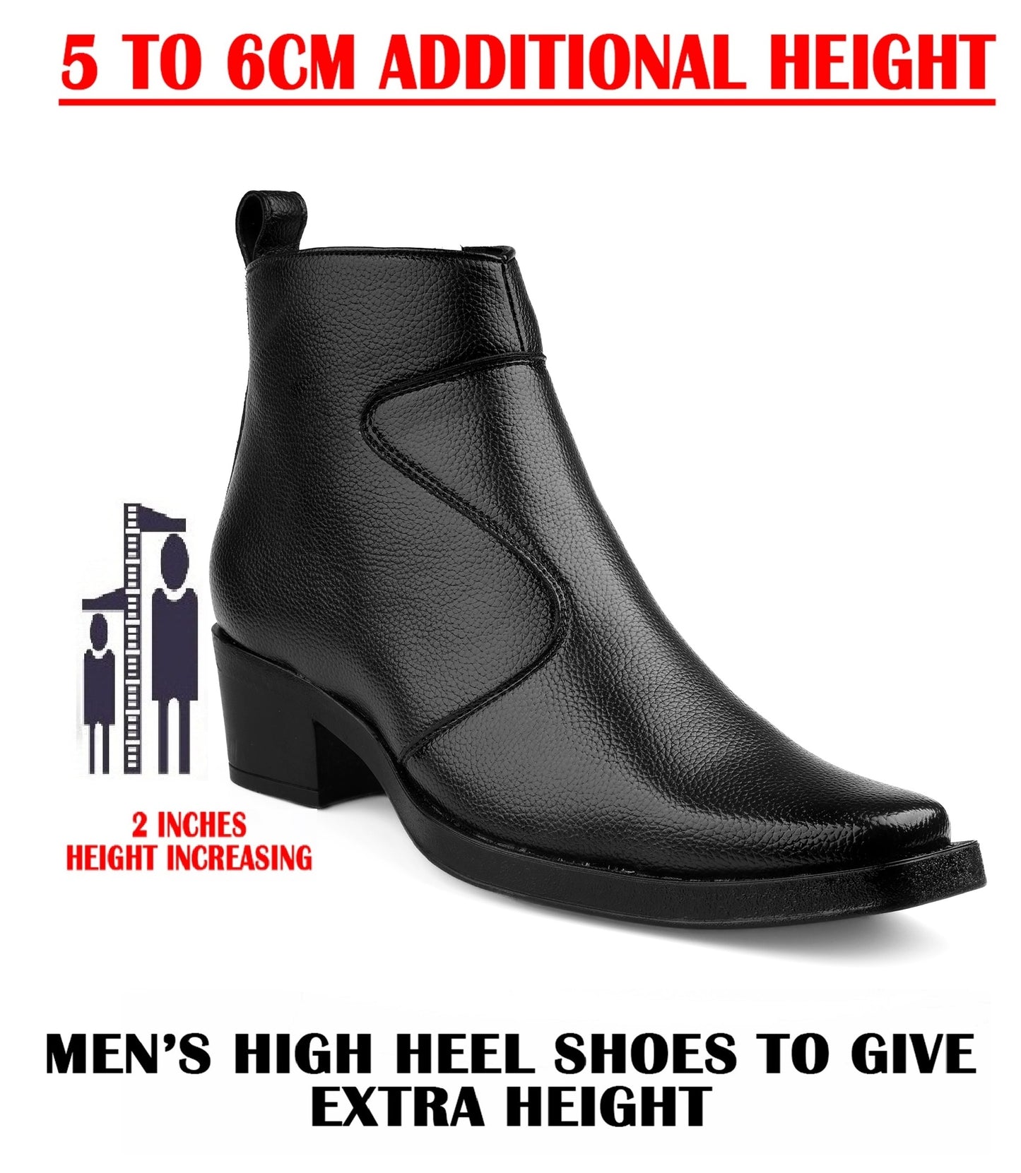 Men’s 2-Inch Hidden Heel Height Increasing Boots – Stylish & Comfortable