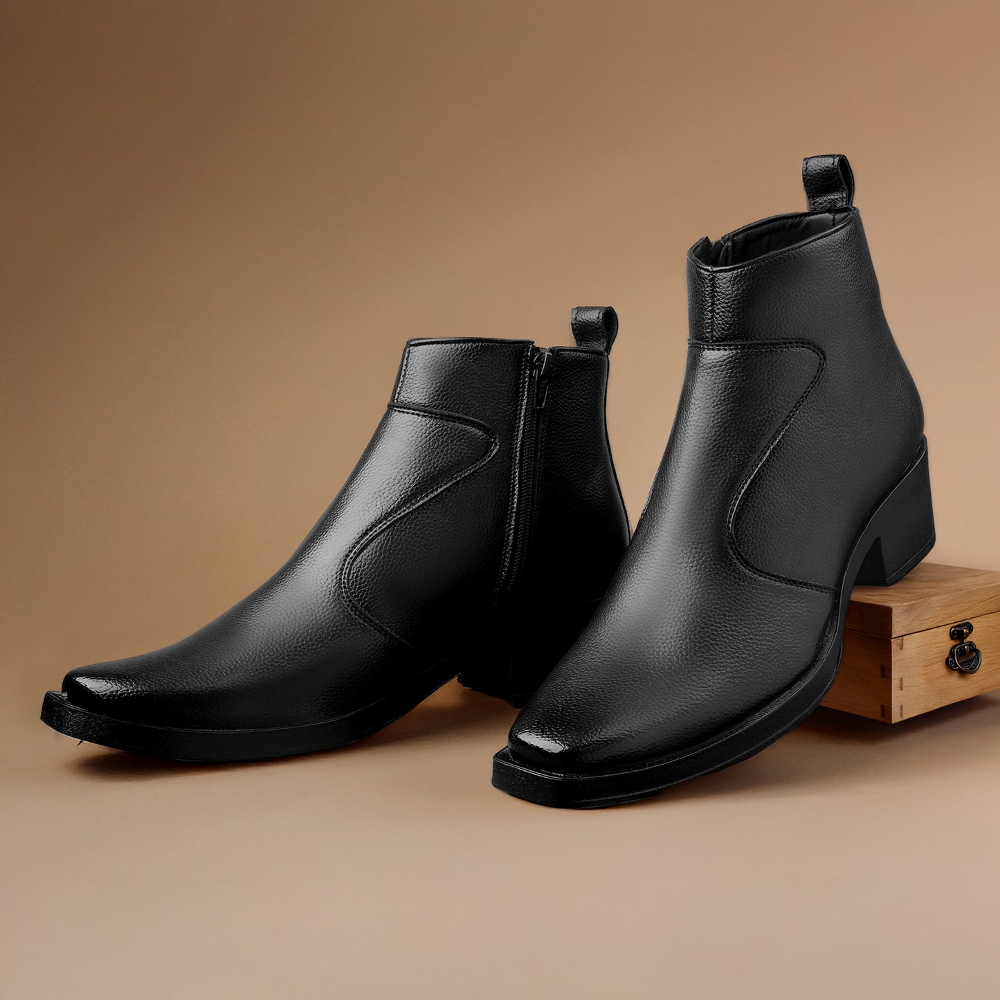 Men’s 2-Inch Hidden Heel Height Increasing Boots – Stylish & Comfortable