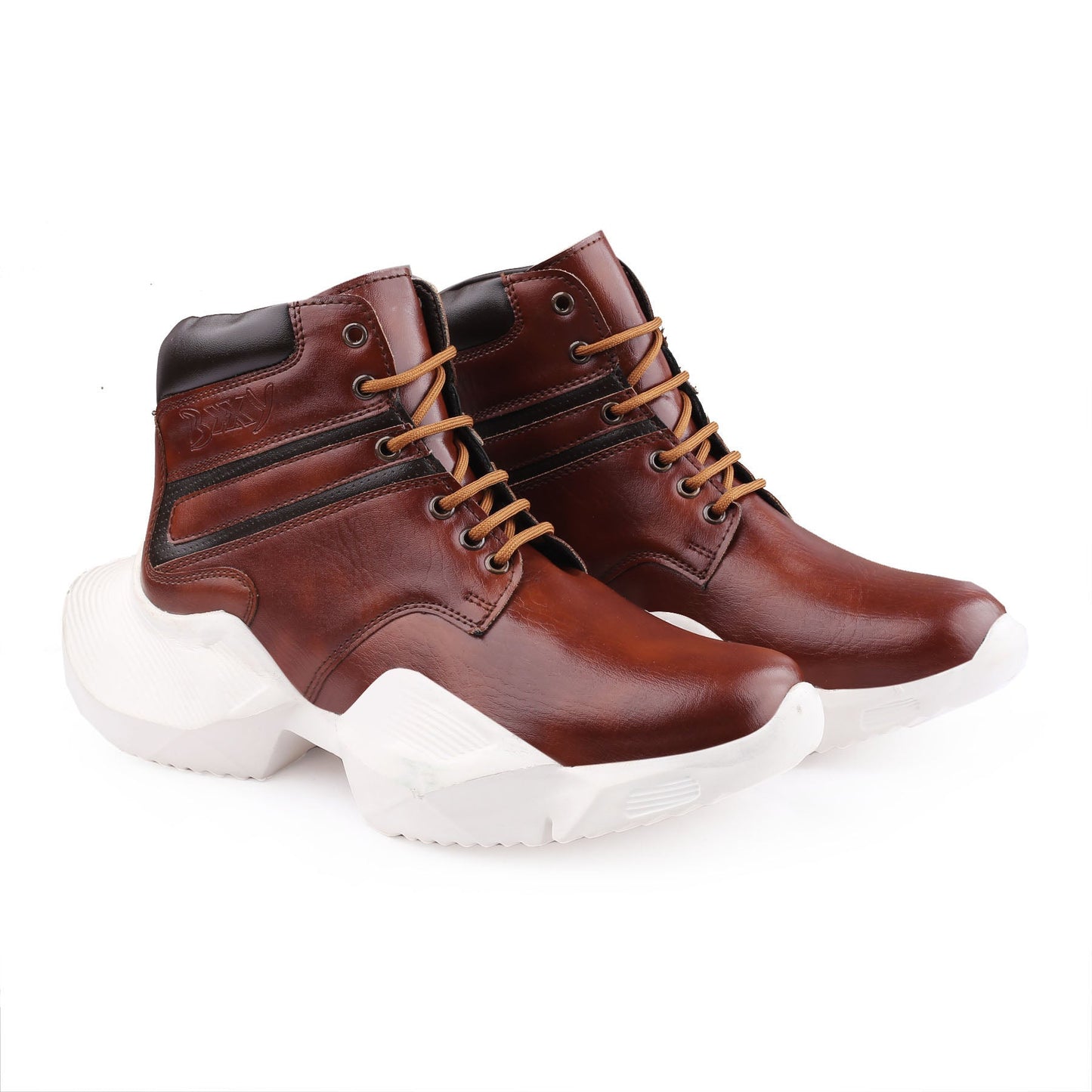 Bxxy Men's 4 Inch Hidden Height Increasing Faux Leather Casual Ankle Lace-Up Light Weight Shoes