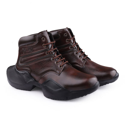 Bxxy Men's 4 Inch Hidden Height Increasing Faux Leather Casual Ankle Lace-Up Light Weight Shoes