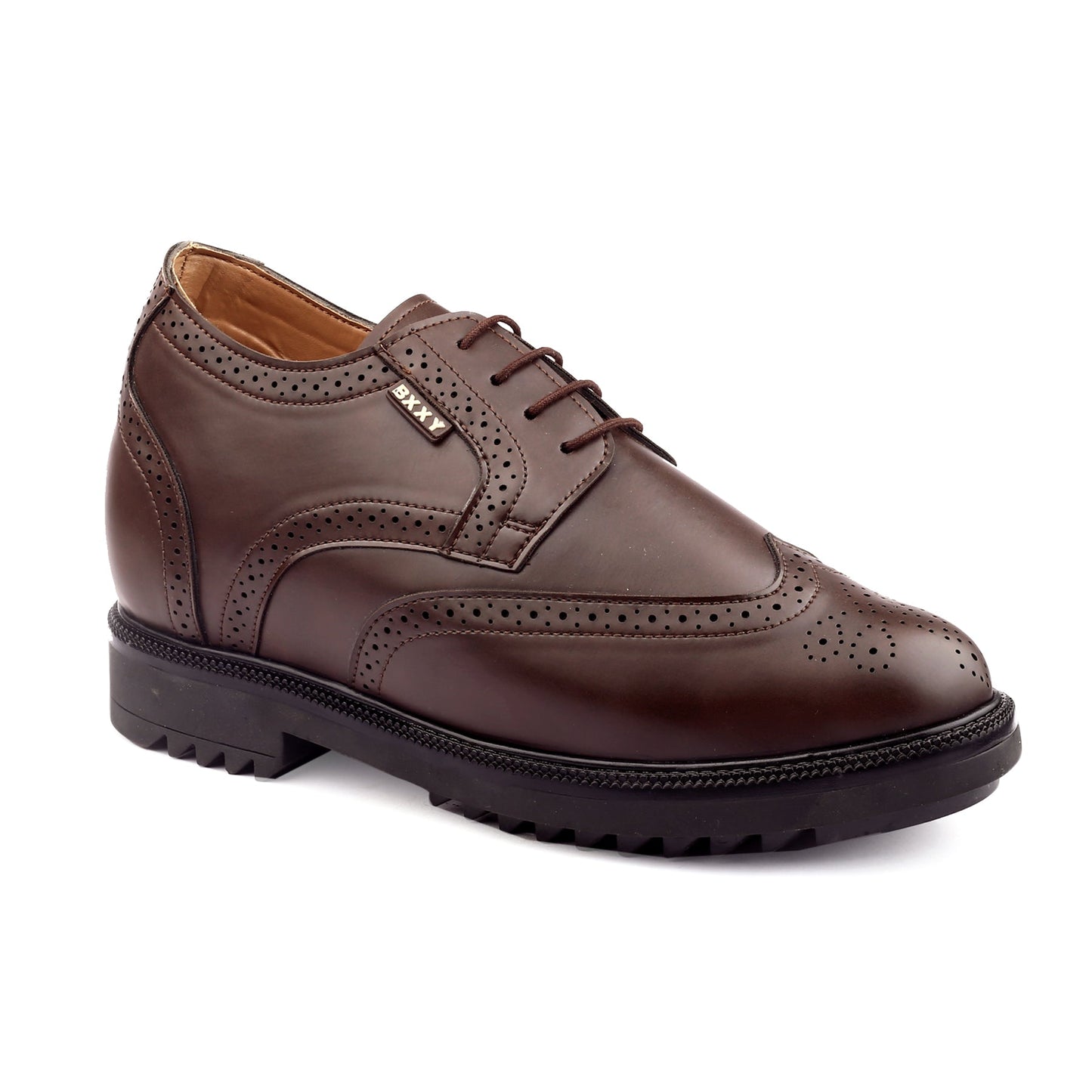 Men's 3.5 Inch Hidden Height Increasing Vegan Leather Brogue Shoes