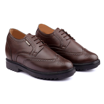 New Latest Men's 3.5 Inch Hidden Height Increasing Vegan Leather Brogue Shoes