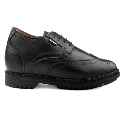 Bxxy Men's 3.5 inch Hidden Height Increasing Faux Leather Formal Brogue Lace-up Shoes