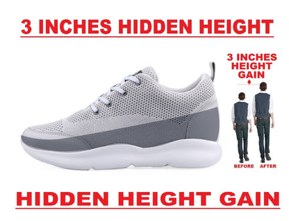 New Latest Men's 3 Inch Hidden Height Increasing Stylish Casual Sports Lace-Up Shoes