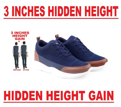 Men's 3 Inch Hidden Height Increasing Stylish Casual Sports Lace-Up Shoes