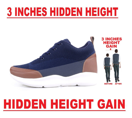 Bxxy New Latest Men's 3 Inch Hidden Height Increasing Stylish Casual Sports Lace-Up Shoes