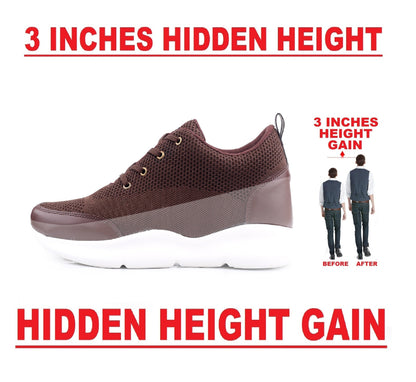 New Latest Men's 3 Inch Hidden Height Increasing Stylish Casual Sports Lace-Up Shoes