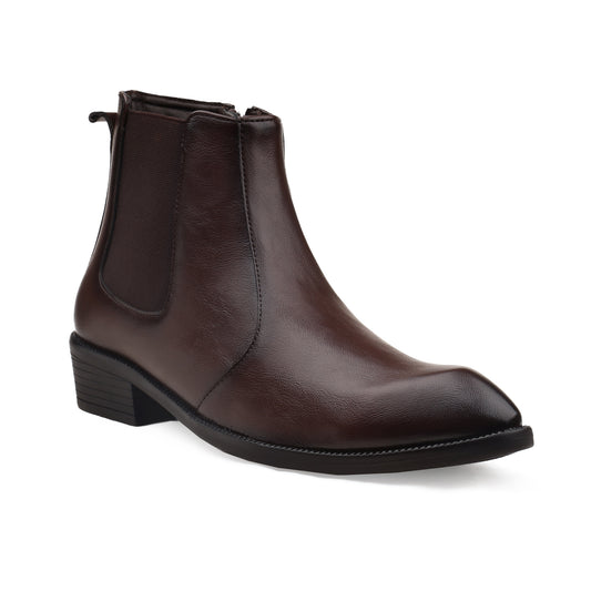 Men’s Leather Chelsea Boots – Stylish Slip-On Ankle Boots with Elastic Gussets and Comfortable