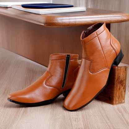 Men’s Sleek Formal Boots with Side Zipper Closure