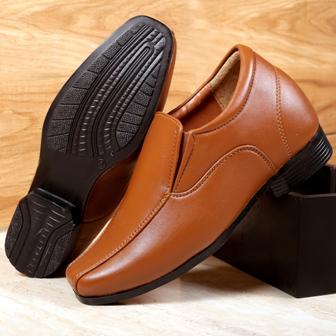 Bxxy's 3 Inch Hidden Height Increasing Elevator Slip-ons Faux Leather Formal Shoes