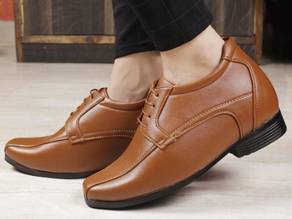 Bxxy's Faux Leather Semi Suede Classic Party Wear Lace-up Shoes for Men