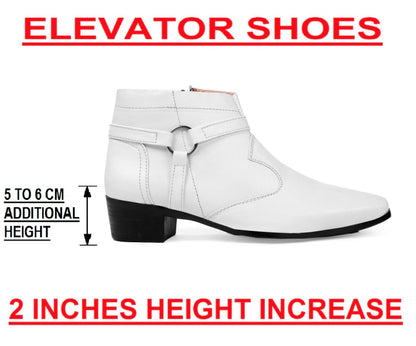 BXXY Men's New Height Increasing with Strapped Zipper and Buckle Boots for All Occassions and All Seasons