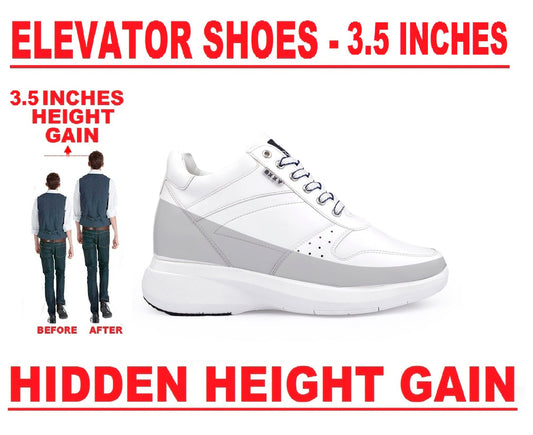 Men's Latest 3.5 Inch Hidden Height Increasing Casual Sneaker And Party Wear Lace-Up Shoes