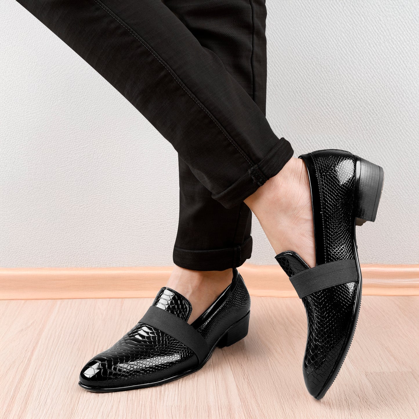 "Stylish Men’s Dress Loafers – Patent Finish