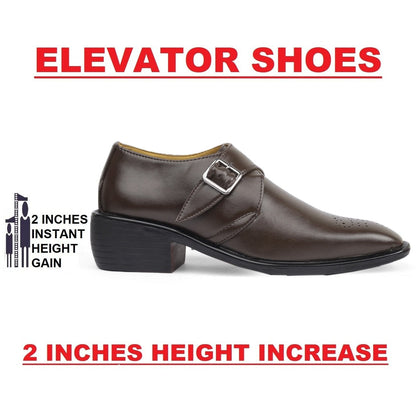 Bxxy's Height Increasing Elevator Formal Monk Slip-ons Shoes for Men