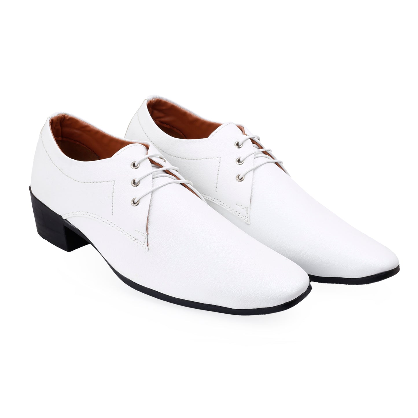 Men's Height Increasing Derby Faux Upper Formal Wear Lace Up Shoes
