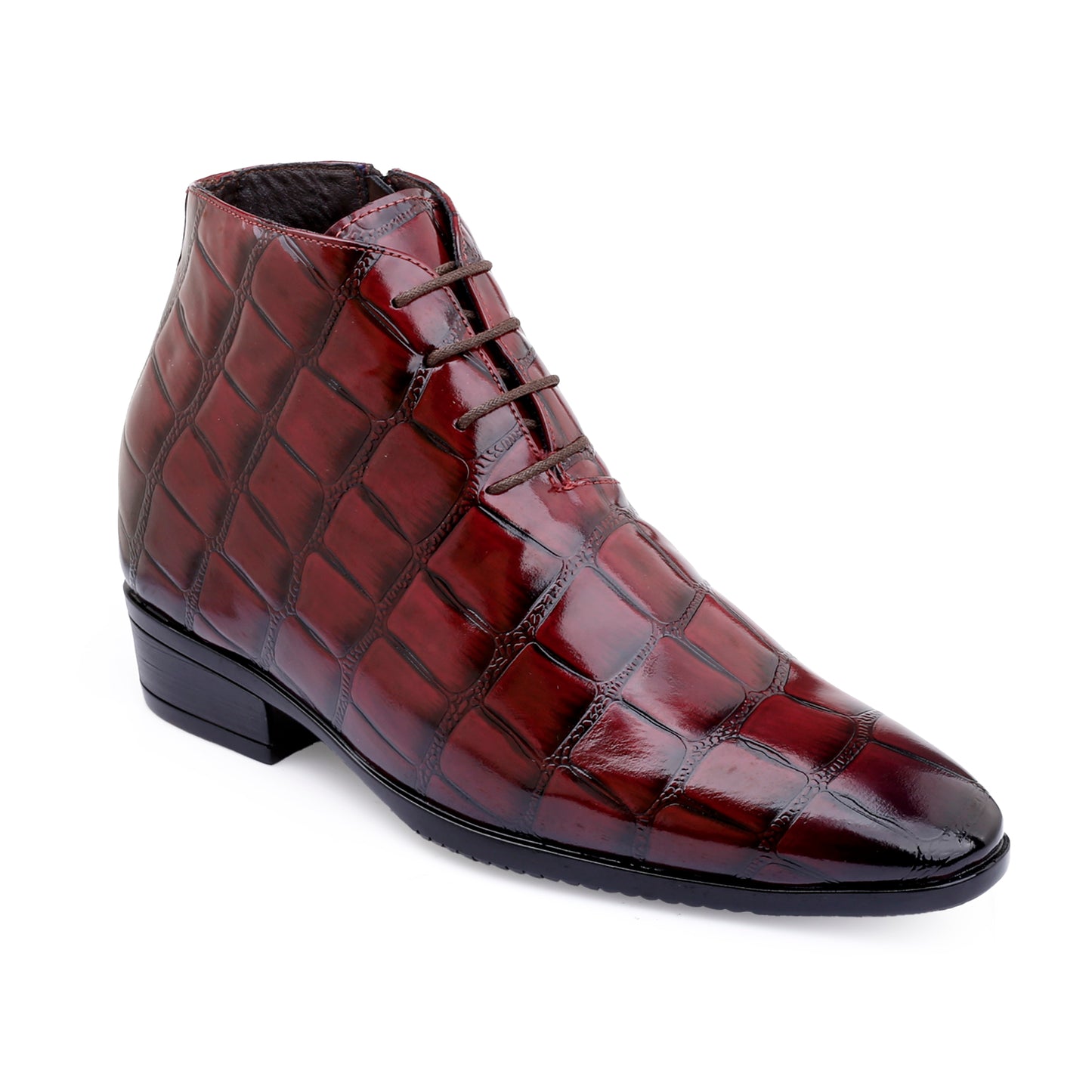 Men’s 3.5" Elevator Boots – Premium Glossy Black Formal Style