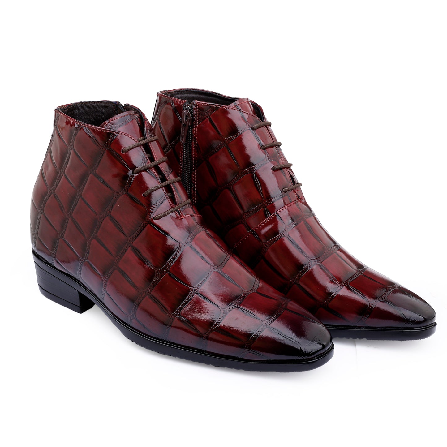 Men’s 3.5" Elevator Boots – Premium Glossy Black Formal Style