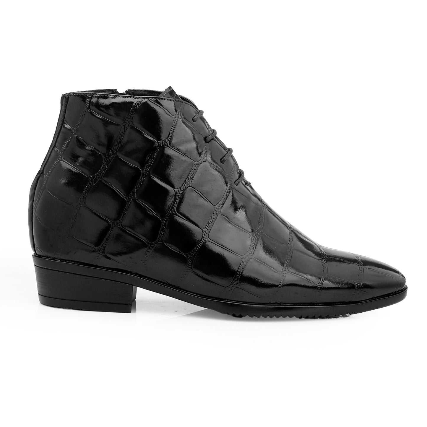 Men’s 3.5" Elevator Boots – Premium Glossy Black Formal Style