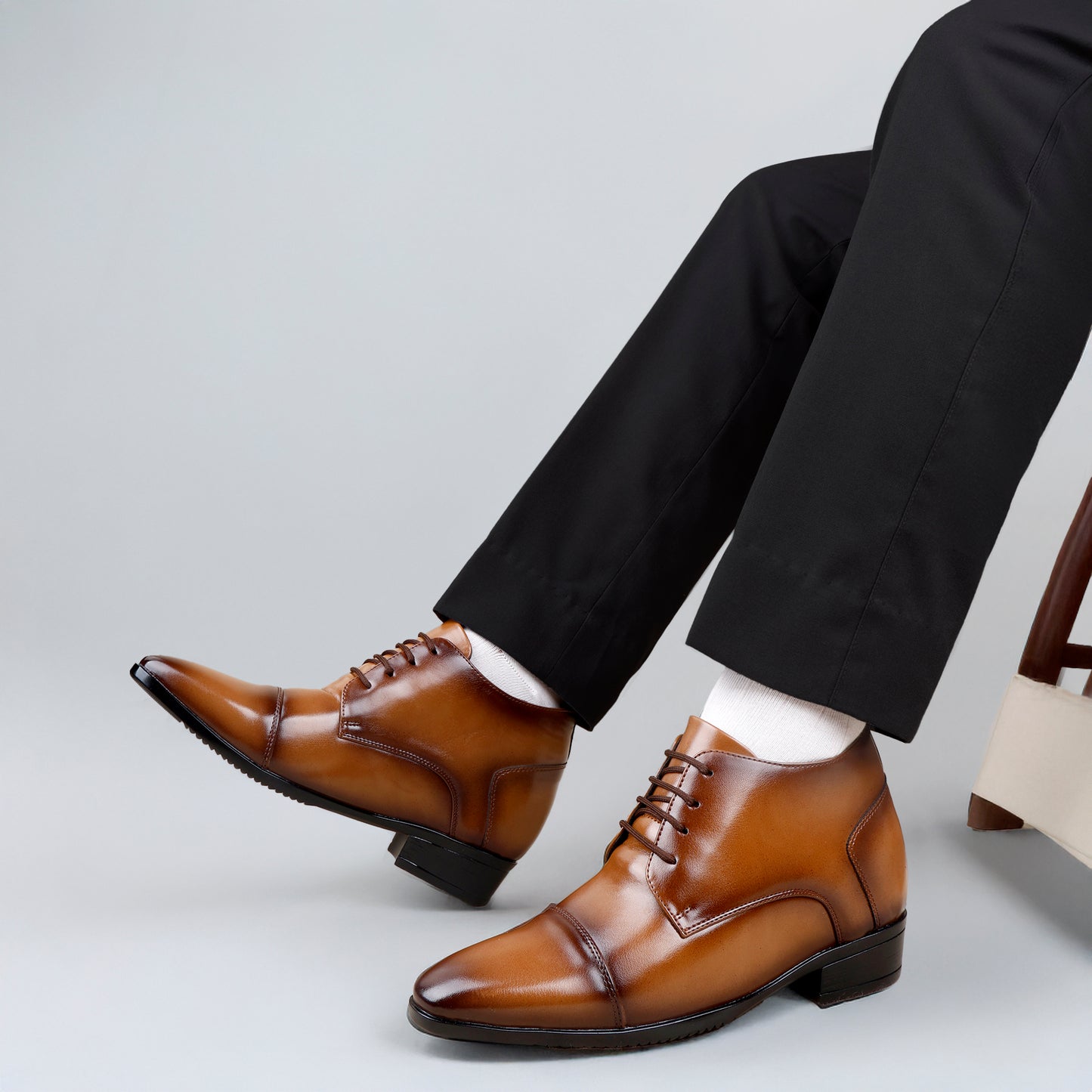 Men's 9cm Hidden Heel Height Increasing Shoes – Classic Formal Office Wear