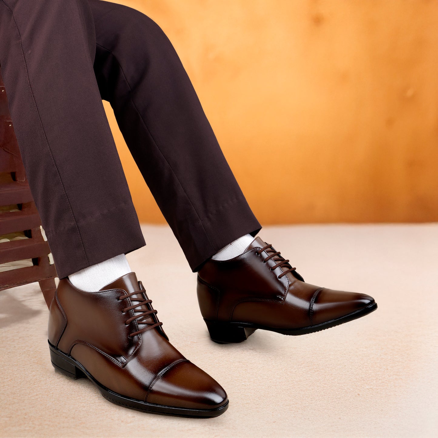 Men's 9cm Hidden Heel Height Increasing Shoes – Classic Formal Office Wear