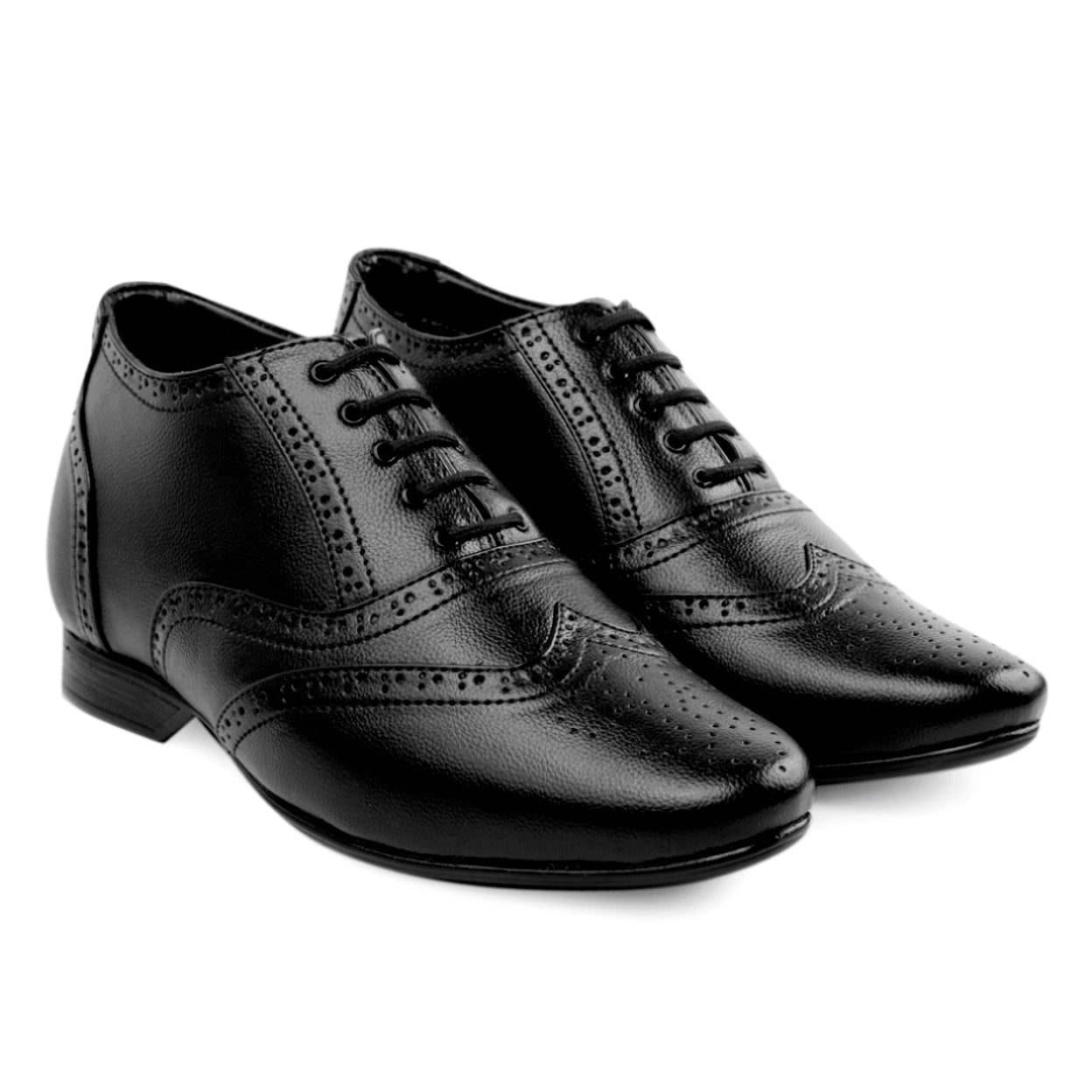 BXXY 3 Inch Elevator Formal Faux Leather Brogue Shoes For Men