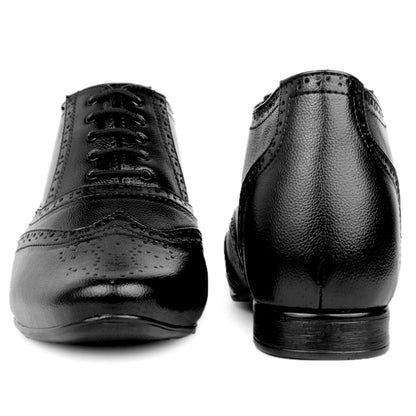 BXXY 3 Inch Elevator Formal Faux Leather Brogue Shoes For Men