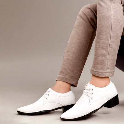 Men's Height Increasing Derby Faux Upper Formal Wear Lace Up Shoes