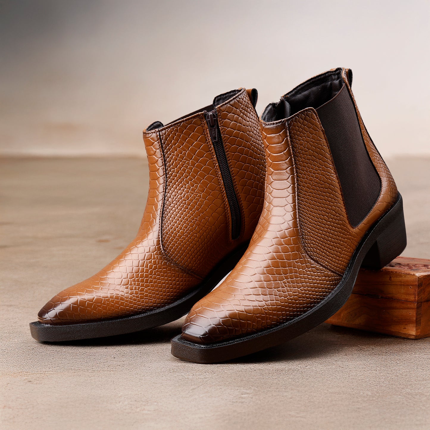 Men’s Stylish 2-Inch Height Boosting Ankle Boots